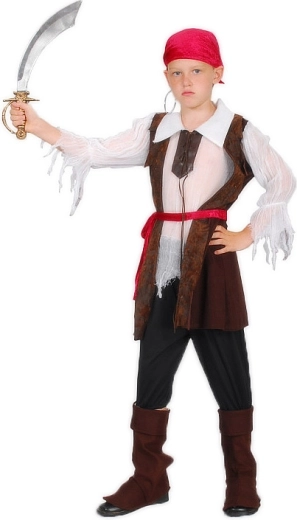 Costum de carnaval pirat pentru copii, mărimea M (120–130 cm) - 1 bucată