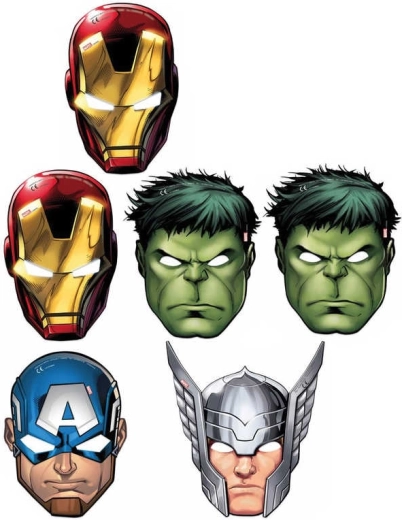 Măști din hârtie Marvel Avengers 6 buc.