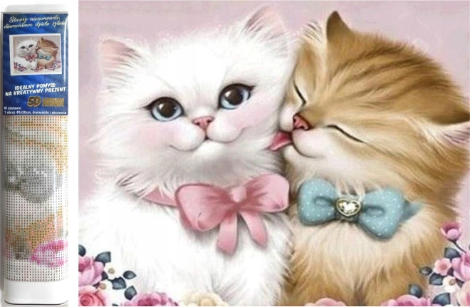 pictură cu diamante pisici îndrăgostite 30 × 40 cm