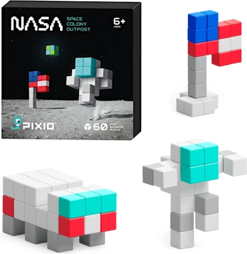 Cuburi magnetice PIXIO NASA Space Colony Outpost – set de construcție cu 60 de piese