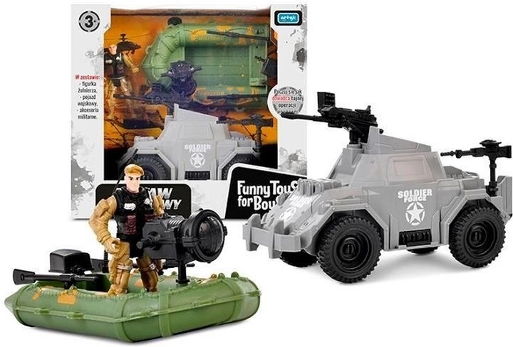 ToysForBoys set de joacă militar cu barcă, vehicul de luptă și figurină de soldat