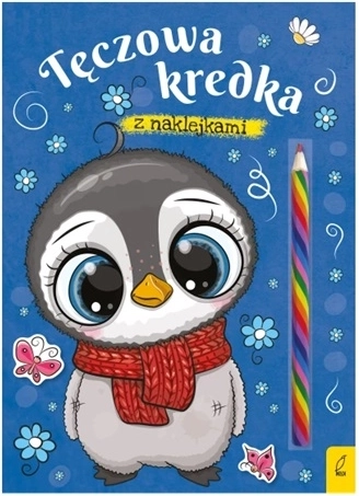 Pinguin – carte de colorat cu creion pastel curcubeu
