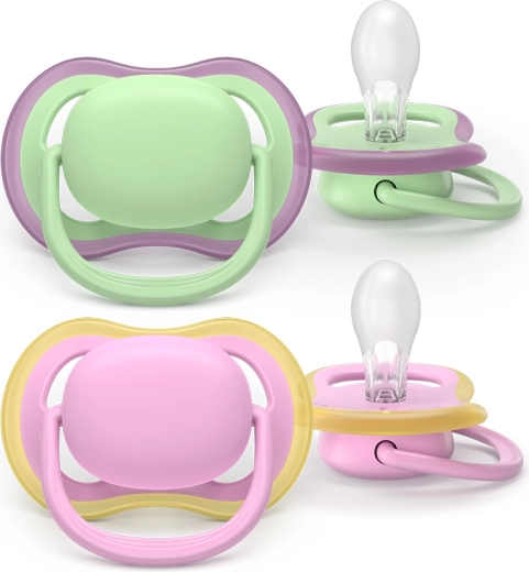 Suziță Philips Avent Ultra Air, roz și verde, 6–18 luni, 2 bucăți