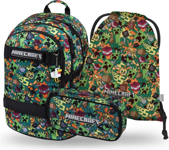 Set școlar BAAGL Skate MINECRAFT Chaos – rucsac, penar și săculeț
