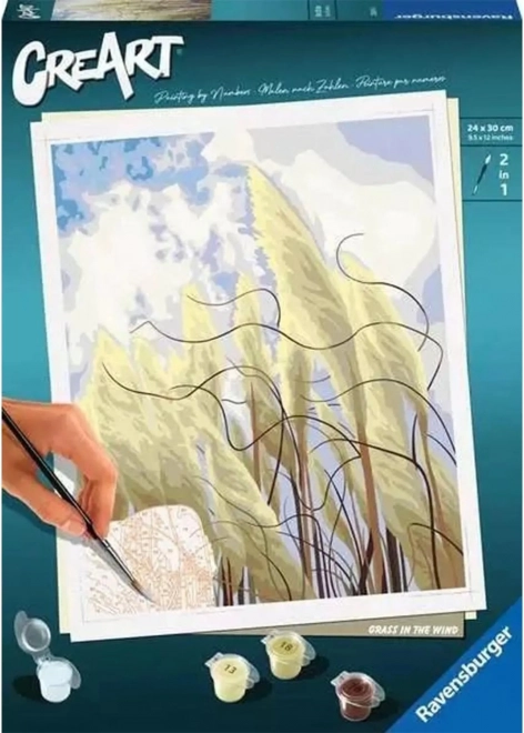 CreArt Grass in the Wind pictură după numere 24 × 30 cm