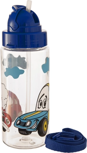 Sticlă pentru copii din tritan cu pai integrat, model mașină, 0,5 l