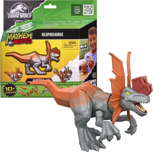 Mattel Jurassic World Mayhem Mix-Ups figurină dilofosaurus 2 în 1