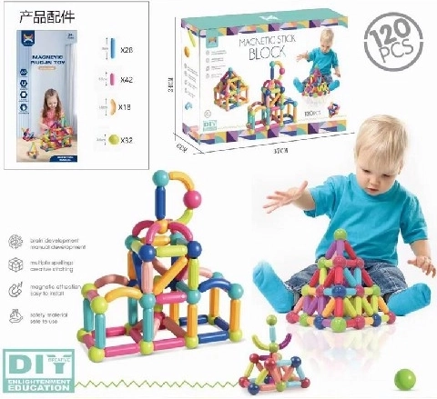 Set de construcție magnetică piciorușe și tuburi 120 piese