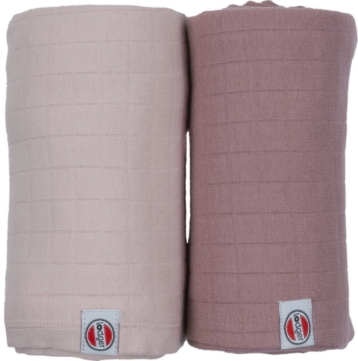 Lodger Swaddler Solid, pânză de înfășat din bumbac Powder/Rose 110 × 110 cm (2 buc)