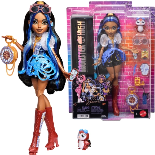 Monster High Robecca Steam păpușă 28 cm cu accesorii și animăluț