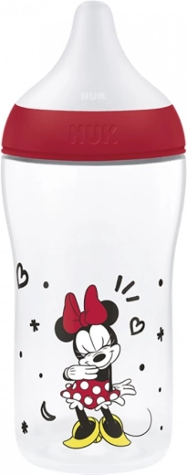 Biberon NUK Perfect Match cu control al temperaturii Disney Minnie 260 ml roșu