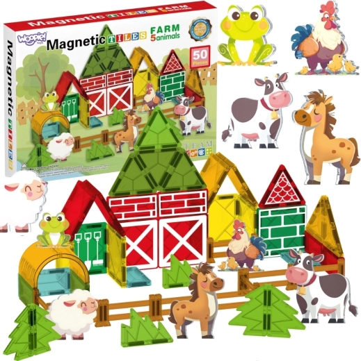 Set de construcție magnetică Woopie Fermă, 50 de piese