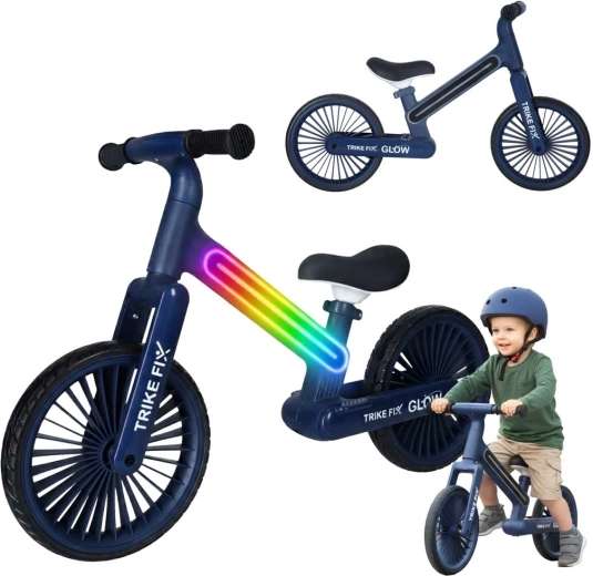 Bicicletă de echilibru TRIKE FIX GLOW LED – albastru marin