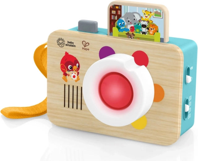 Aparat foto interactiv din lemn pentru copii BABY EINSTEIN x HAPE, lumini și sunete, 6m+