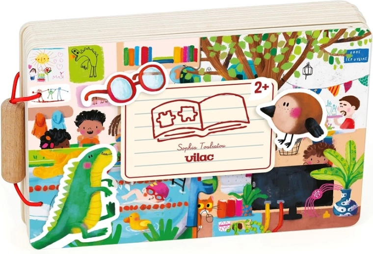 Vilac carte din lemn cu puzzle și activități