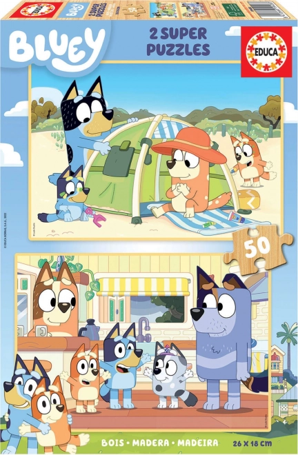 EDUCA Puzzle din lemn Bluey 2x50 piese