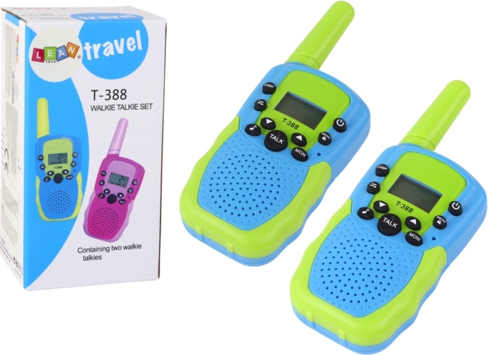 Stație walkie-talkie cu unde scurte, verde-albastră, cu rază de 3 km pentru copii