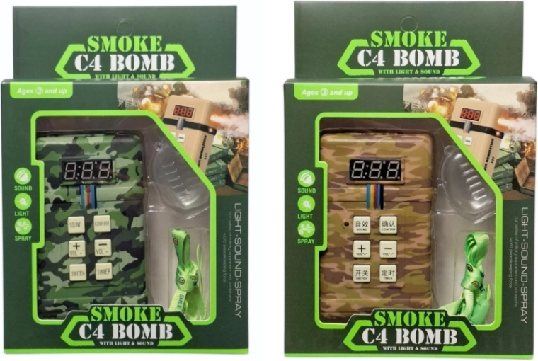 Jucărie militară bombă cu efecte luminoase, sonore și de fum - 1 bucată