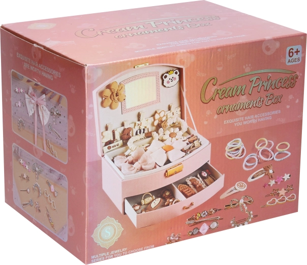 Cutie de bijuterii cu accesorii pentru păr 20 cm
