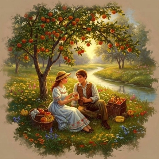 Norimpex pictură cu diamante Picnic sub măr 30 × 40 cm