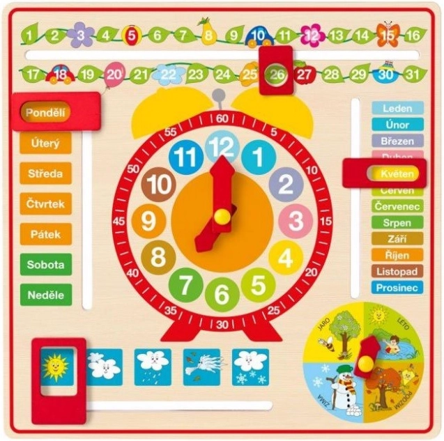 Woody calendar de perete multifuncțional cu ceas