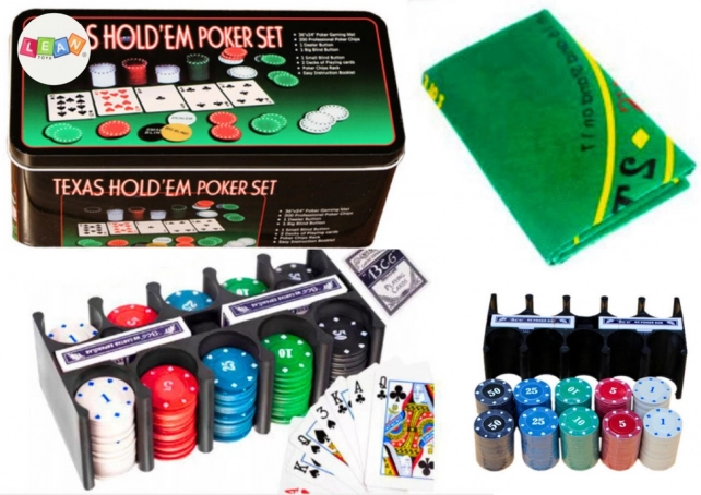 Set de poker 2 pachete de cărți jetoane Placă de joc