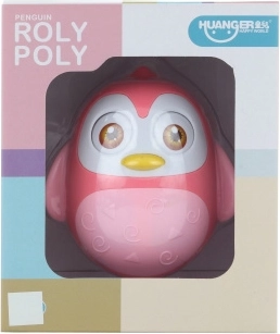 Jucărie roly-poly pinguin roz pentru copii