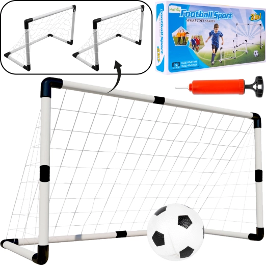 Poartă de fotbal – set cu una mare și două mici cu plasă