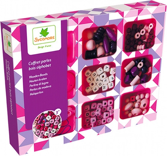 Set de mărgele din lemn Alfabet