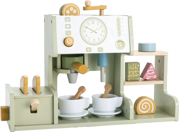 2Kids Toys cafetieră din lemn cu prăjitor de pâine