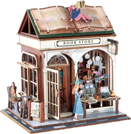 Set de construcție din lemn 3D – librărie 14,5 × 16 × 18 cm