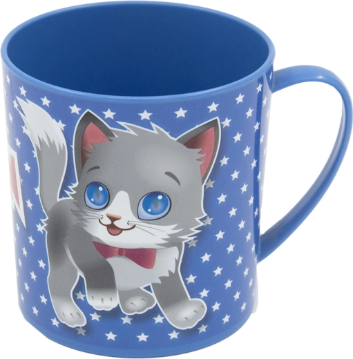 Cană din plastic pentru copii 380 ml cu imprimeu – roz sau albastru