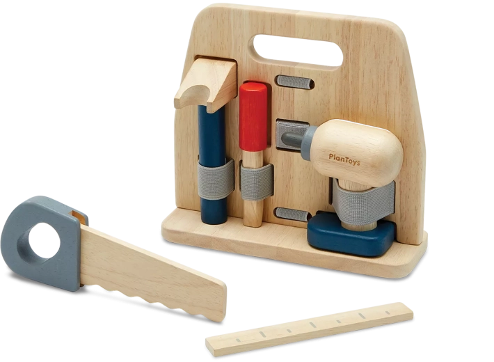 PlanToys set din lemn cu unelte cu suport