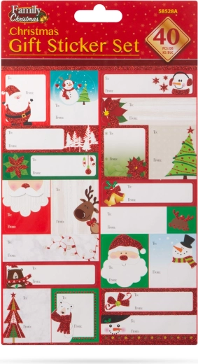 Set de autocolante festive pentru cadouri de Crăciun – 40 de bucăți