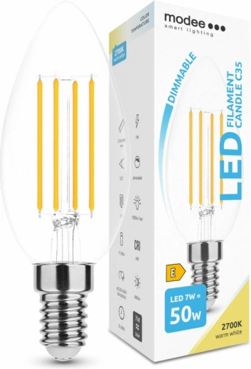 Bec LED tip lumânare C35 7 W E14 806 lm alb cald, reglabil (dimmable)