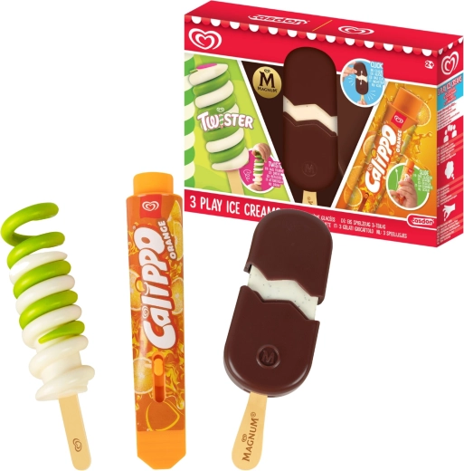 Casdon set de 3 înghețate de jucărie Twister, Magnum și Calippo