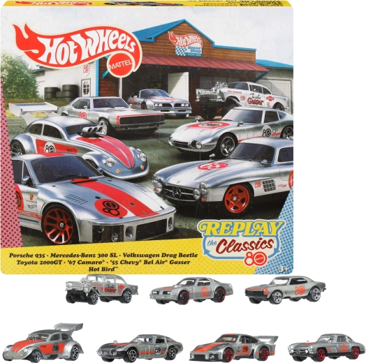 Hot Wheels Replay the Classic – set de 7 mașinuțe metalice Silver Series