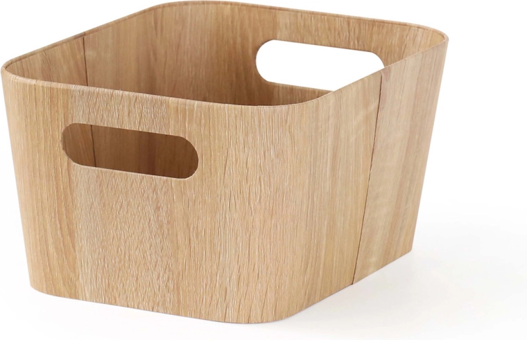 Coș de depozitare cu decor lemn 23 × 30,5 × 15,2 cm