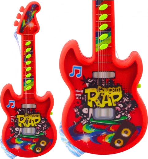 Chitară electrică pentru copii, cu melodii și solmizație, roșie