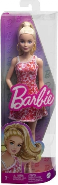 Păpușă Barbie Fashionistas în rochie roz și roșie