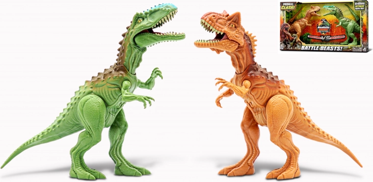 Primal Clash! Set de luptă Dino Carnotaurus vs Gigantosaurus, figurine 21 cm