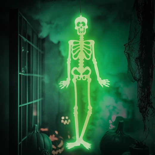 Decorațiune de Halloween fosforescentă, schelet, 90 × 40 cm