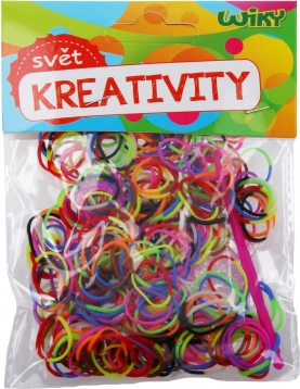 Benzi de elastic împletite bicolore magice – mix de culori, 300 buc cu accesorii