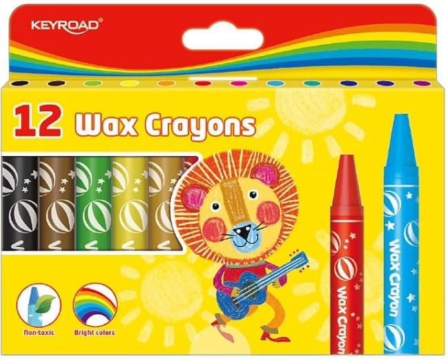 Creioane cerate Keyroad 12 culori, diametru 14 mm