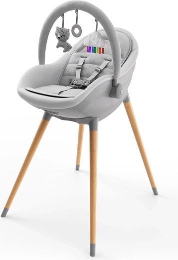 Kinderkraft FINI UP 3în1 scaun de masă și șezlong, gri