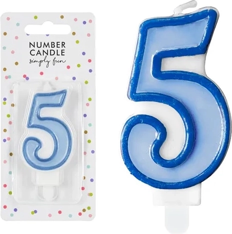 Lumânare aniversară cifră 5 albastră - 1 bucată