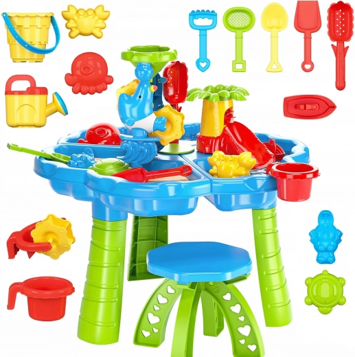 Masa cu apă Woopie 2în1 loc de joacă cu nisip și scaun parc acvatic cu delfin