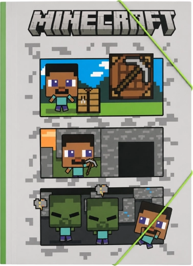 Mape pentru caiete Minecraft A4 cu elastic, gri