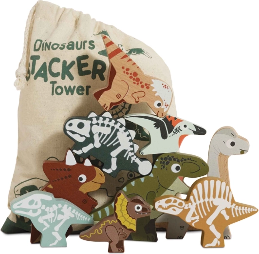 Le Toy Van figurine din lemn cu dinozauri – puzzle de stivuit