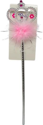 Baghetă magică din plastic cu pene roz pentru micile prințese